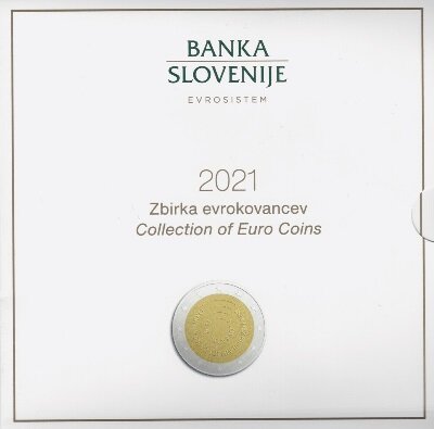 Slovenië BU-set 2021 met normale 2 euromunt