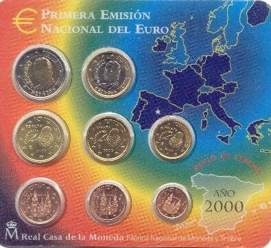 Spanje BU-set 2000 met normale 2 euromunt