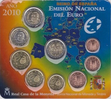 Spanje BU-set 2010 met normale 2 euromunt en bijzondere 2 euromunt Cordoba