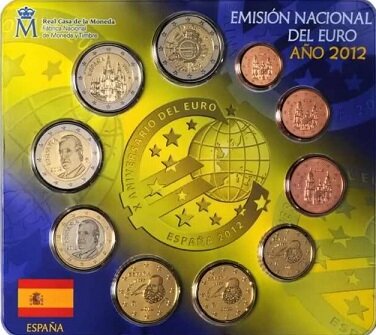 Spanje BU-set 2012 met bijzondere 2 euromunten 