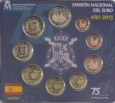 Spanje BU-set 2013 met normale 2 euromunt en bijzondere 2 euromunt El Escorial