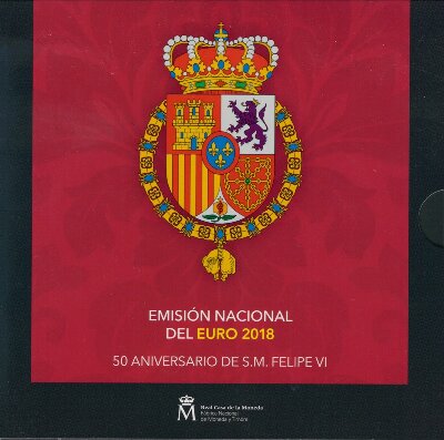 Spanje BU-set 2018 met normale 2 euromunt en de 2 bijzondere 2 euromunten Santiago de Compostella en 50ste verjaardag Felipe VI