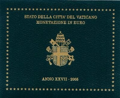 Vaticaanstad BU-set 2005, met normale 2 euromunt