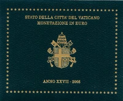 Vaticaanstad BU-set 2005, met normale 2 euromunt