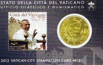Vaticaanstad 2012 Coincard No 2, BU met postzegel