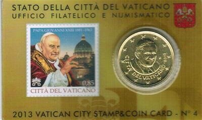 Vaticaanstad 2013 Coincard No 4, BU met postzegel