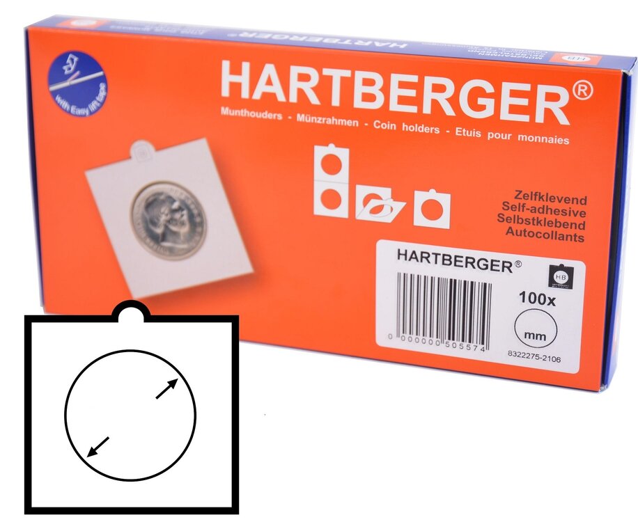 Hartberger munthouders, zelfklevend, 100 stuks, 15 mm