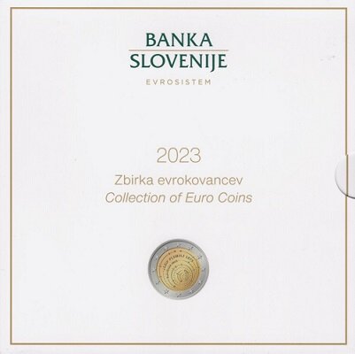 Slovenië BU-set 2023 met normale 2 euromunt