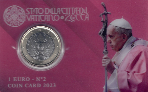 Vaticaanstad 2023 Coincard No 2, BU met 1 euromunt