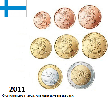 Finland UNC-set 2011, 8 munten met normale 2 euromunt
