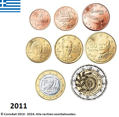 ​​​​​​​Griekenland UNC-Set 2011, 8 munten met 2 euro Olympische Spelen