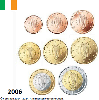 Ierland UNC-Set 2006, 8 munten met normale 2 euromunt