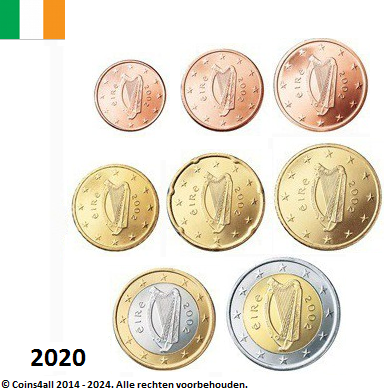Ierland UNC-Set 2020, 8 munten met normale 2 euromunt