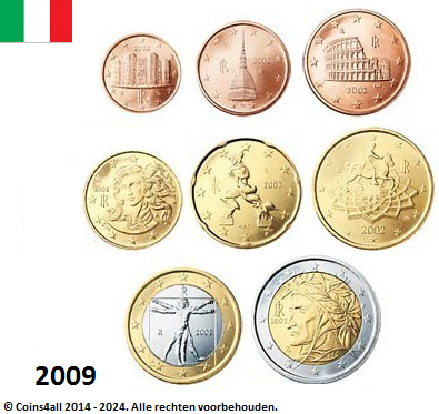 Italië UNC-Set 2009, 8 munten met normale 2 euromunt