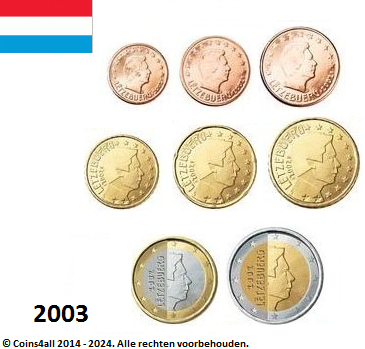 Luxemburg UNC-Set 2003, 8 munten met normale 2 euromunt