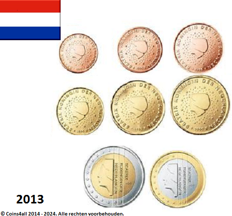 Nederland UNC-set 2013, 8 munten met normale 2 euromunt