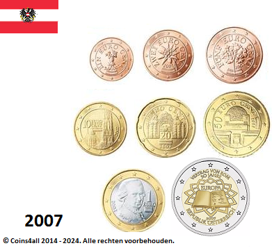 Oostenrijk UNC-set 2007, 8 munten met 2 euro Verdrag van Rome