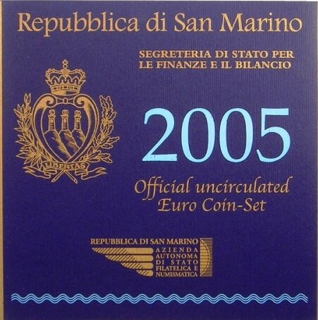 San Marino BU-set 2005 met normale 2 euromunt en 5 euromunt
