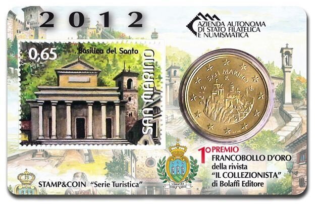 San Marino coincard 2012 'Basilica del Santo' met postzegel en 50 eurocent (6)