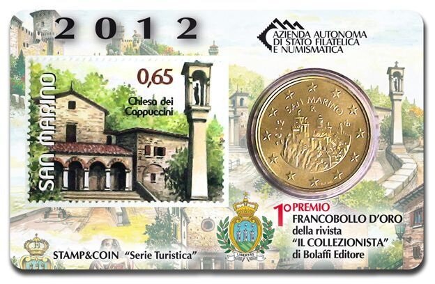 San Marino coincard 2012 'Chiesa dei Cappucini' met postzegel en 50 eurocent (5)