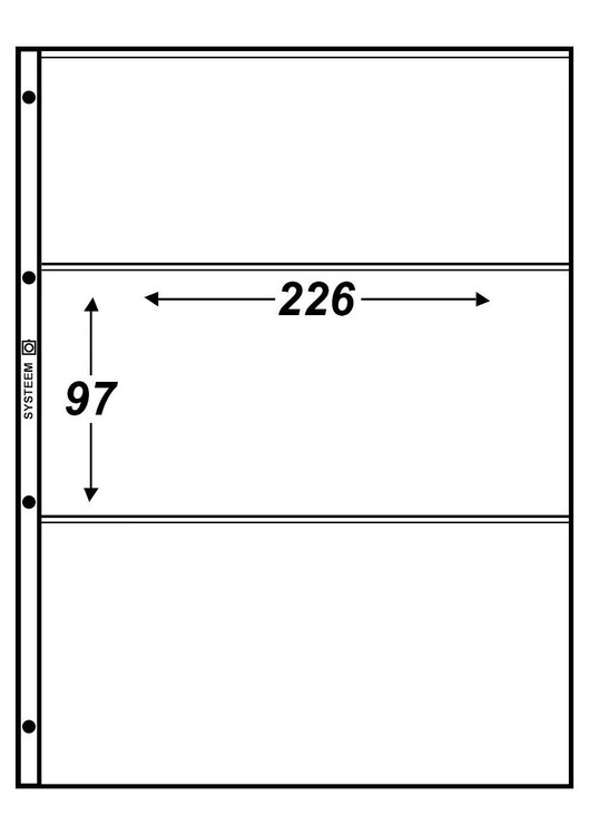 Hartberger S-3, blad met 3 vakken (226 x 97 mm), 5 stuks