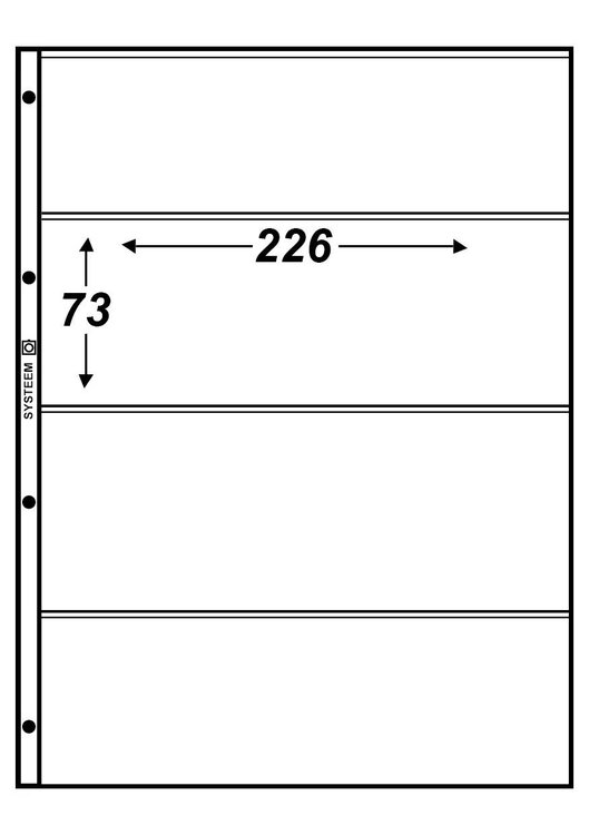 Hartberger S-4, blad met 4 vakken (226 x 73 mm), 5 stuks
