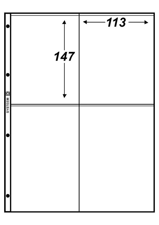 Hartberger S-2x2, blad met 4 vakken (113 x 147 mm), 5 stuks