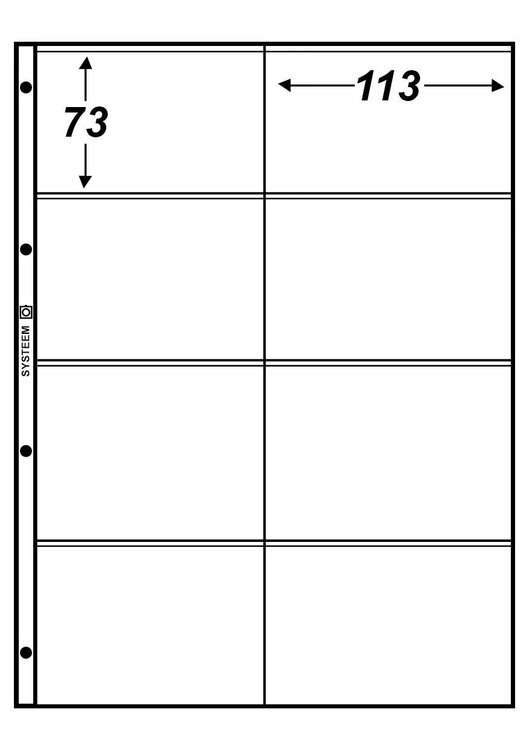 Hartberger S-2x4, blad met 8 vakken (113 x 73 mm), 5 stuks