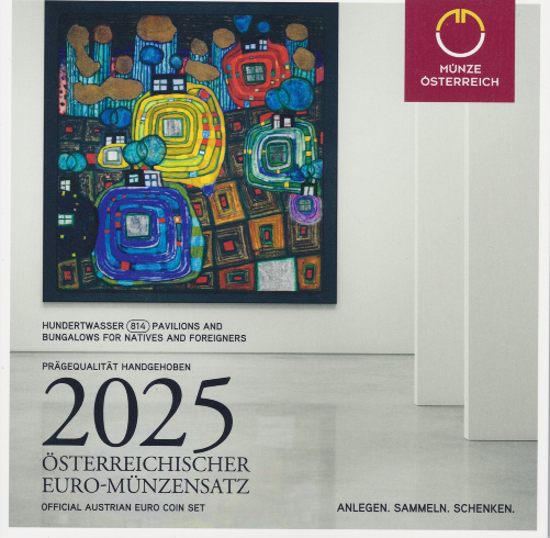 Oostenrijk BU-set 2025 met normale 2 euromunt