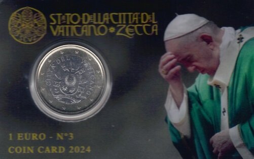 Vaticaanstad 2024 Coincard No 3, BU met 1 euromunt