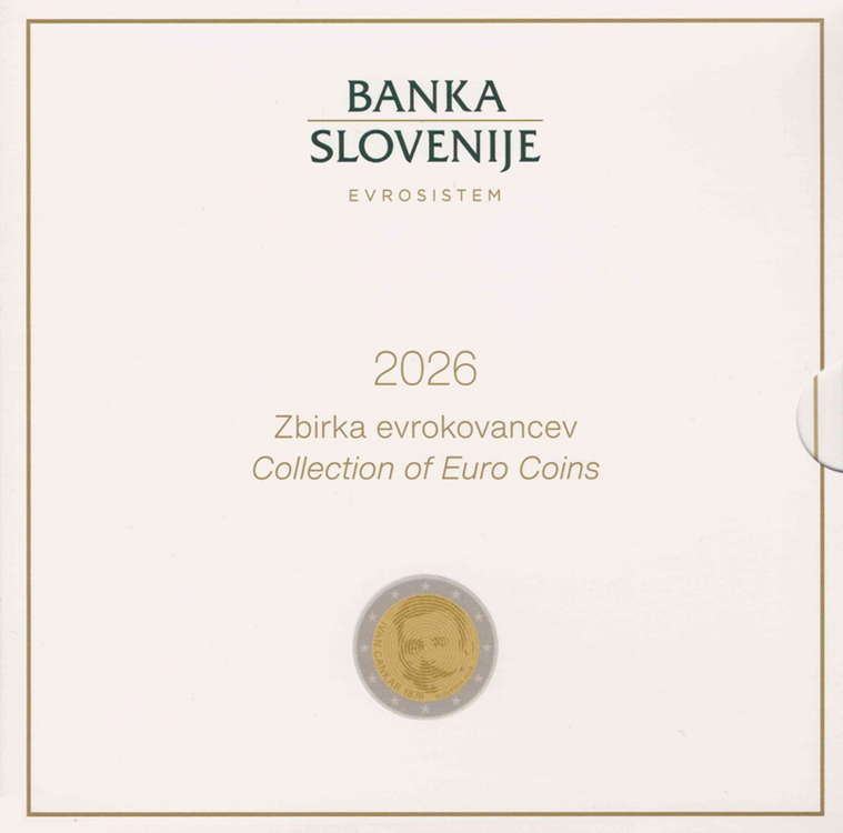Slovenië BU-set 2026 met normale 2 euromunt