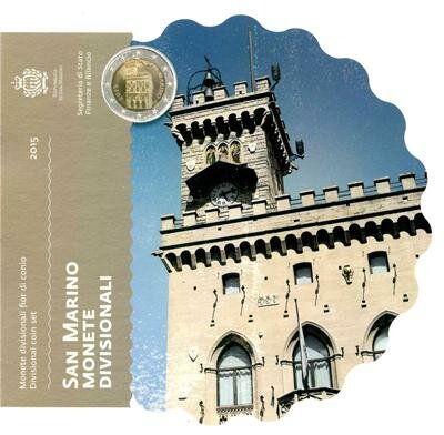 San Marino BU-set 2015 met normale 2 euromunt