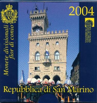 San Marino BU-set 2004 met normale 2 euromunt en 5 euromunt