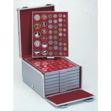 Lindner 2358 Boxenkoffer aluminium voor 8 muntboxen of 4 verzamelboxen