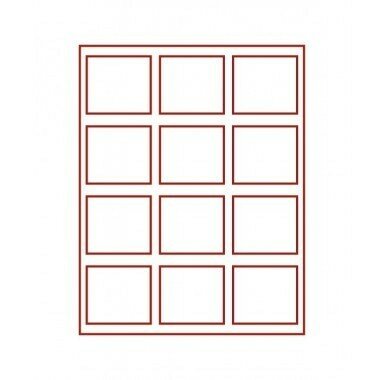 Muntenbox rookglas met 12 rechthoekige vakjes van 69 x 62 mm