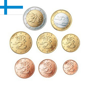 Finland UNC-set 2018, 8 munten met normale 2 euromunt