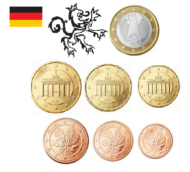 Duitsland UNC-set 2018, 7 munten ZONDER de normale 2 euromunt (letters variabel)