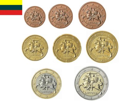 Litouwen UNC-Set 2018, 8 munten met normale 2 euromunt