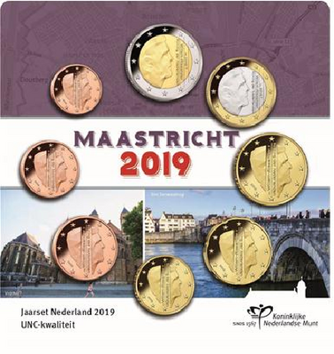 Nederland UNC-set 2019, 8 munten in blister, thema: Maastricht