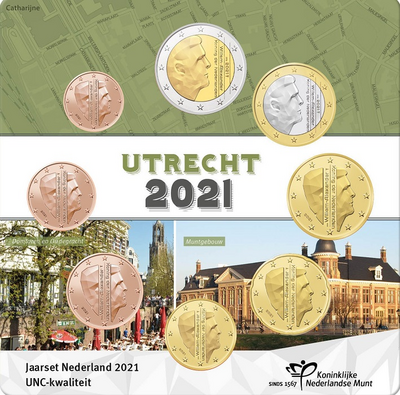 Nederland UNC-set 2021, 8 munten in blister, thema: Utrecht