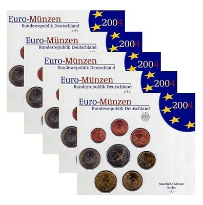 Duitsland BU-set 2004 ADFGJ met normale 2 euromunt