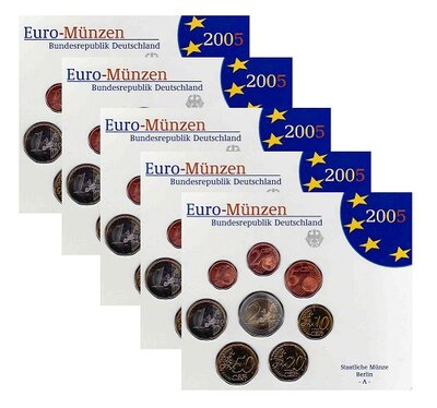 Duitsland BU-set 2005 ADFGJ met normale 2 euromunt