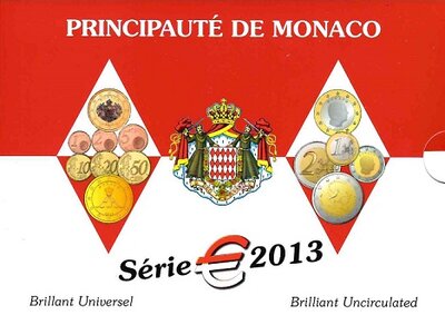 Monaco BU-set 2013, 9 munten met bijzondere 2 euromunt 
