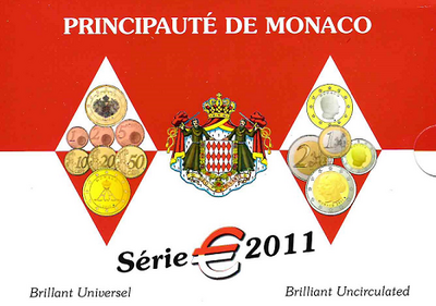 Monaco BU-set 2011, 9 munten met bijzondere 2 euromunt 