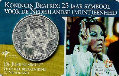 Nederland 10 Euro 2005 Jubileummunt, UNC in coincard