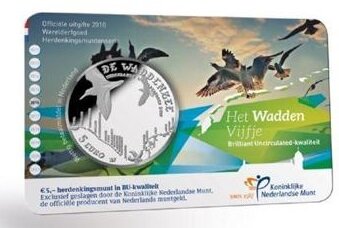 Nederland 5 euro 2016 Waddenvijfje, BU in coincard
