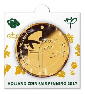 Nederland Holland Coin Fair Penning 2017, messing in munthouder