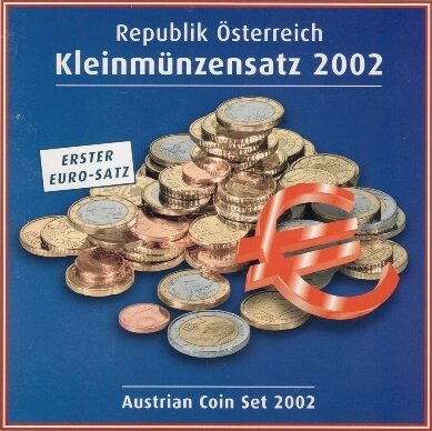 Oostenrijk BU-set 2002 met normale 2 euromunt