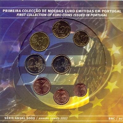 Portugal BU-set 2002, met normale 2 euromunt