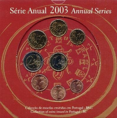 Portugal BU-set 2003, met normale 2 euromunt